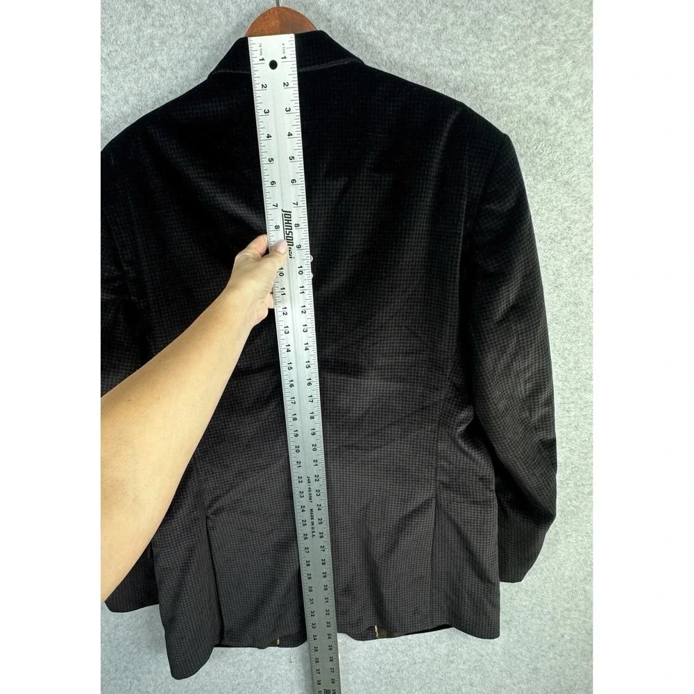 Jones New York Velvet Cotton Blazer Brown‎ Houndstooth 44L Sport Coat